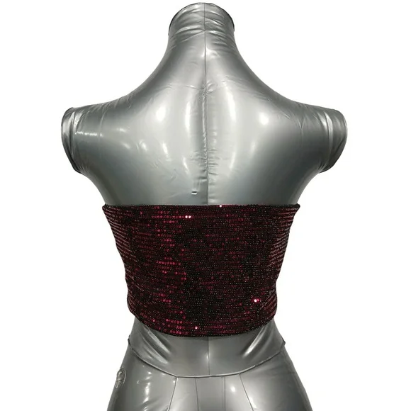 Sequin Strapless Top - Red - Picture 3 of 6